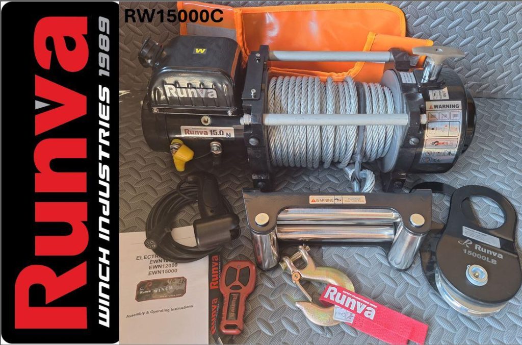 Runva Winch 15,000lbs 12V With Steel Cable (6,804kg) Heavy Duty Recovery Winch - RW15000C