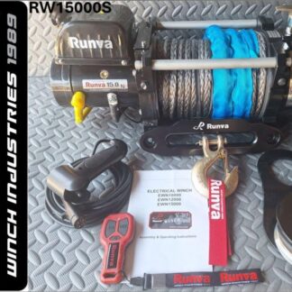 Runva Winch 15,000lbs 12V With Synthetic Rope (6,804kg) Off-Road Recovery Winch - RW15000S